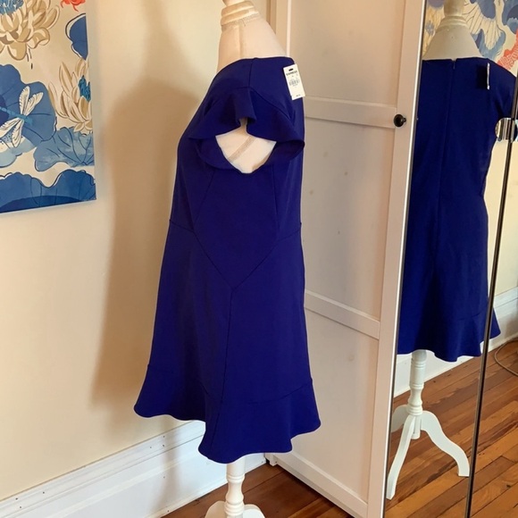 Express NWT Flutter Sleeve & Ruffle Hem Dress - Large - Blue - Picture 4 of 8